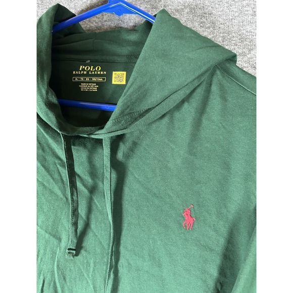 Polo Ralph Lauren Men's Long Sleeve Hooded T-Shirt Dark Green Red Pony Size XL - Picture 2 of 4